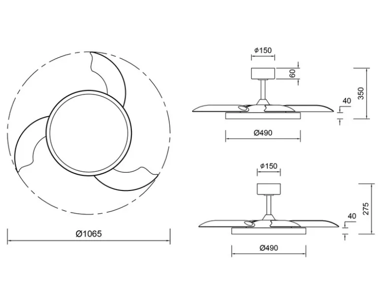 LED Deckenleuchte KASFJORD Weiß mit ausklappbarem Ventilator, Ø 49 - 106,5cm