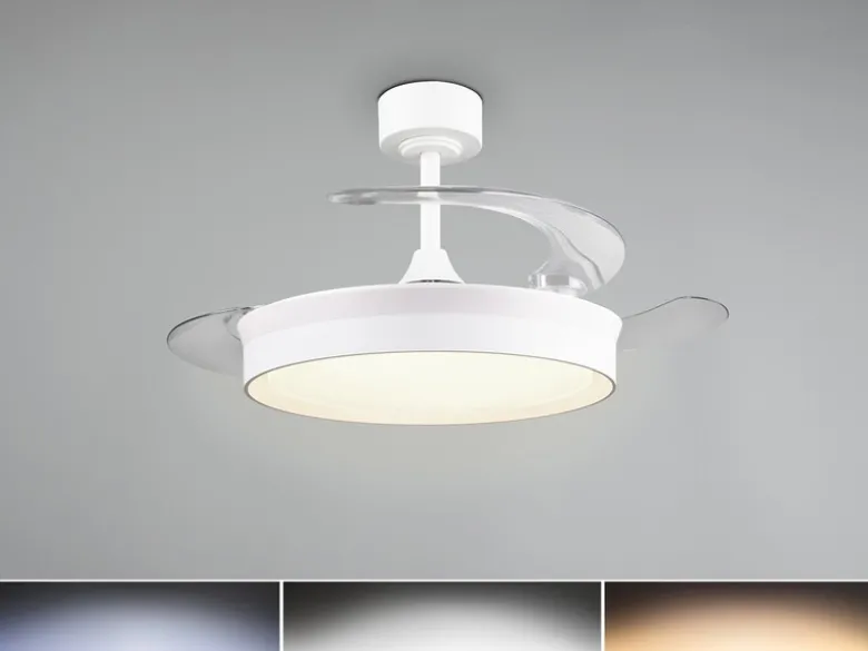LED Deckenleuchte KERAVA mit Ventilator und Fernbedienung Ø 46cm - max. 106cm