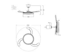 LED Deckenleuchte KERAVA mit Ventilator und Fernbedienung Ø 46cm - max. 106cm