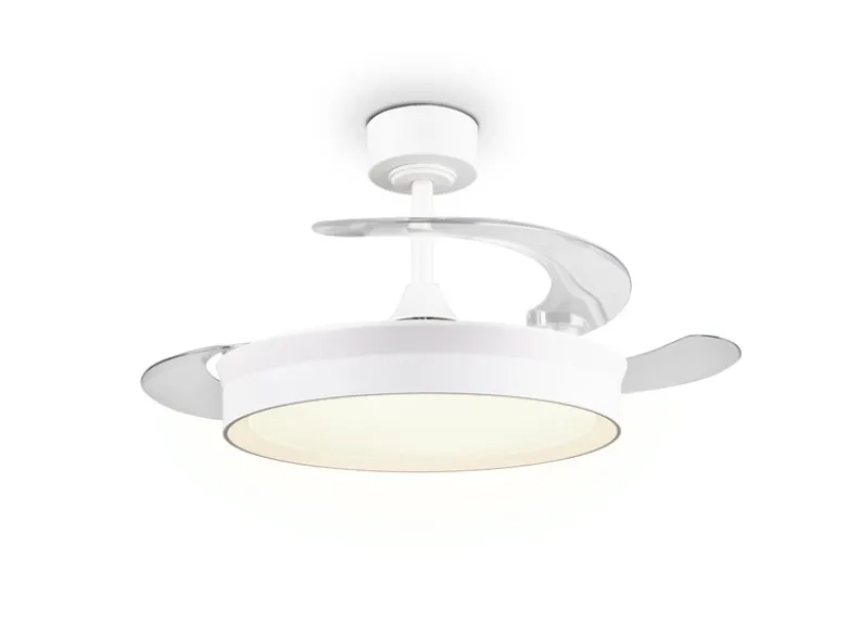 LED Deckenleuchte KERAVA mit Ventilator und Fernbedienung Ø 46cm - max. 106cm