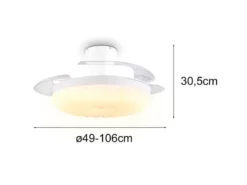LED Deckenleuchte KIRUNA mit Ventilator und Fernbedienung Ø 49cm - max. 106cm