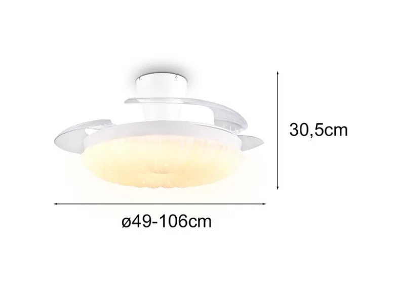 LED Deckenleuchte KIRUNA mit Ventilator und Fernbedienung Ø 49cm - max. 106cm