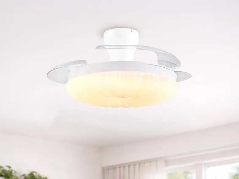 LED Deckenleuchte KIRUNA mit Ventilator und Fernbedienung Ø 49cm - max. 106cm