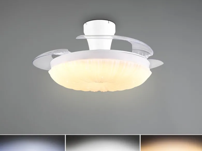 LED Deckenleuchte KIRUNA mit Ventilator und Fernbedienung Ø 49cm - max. 106cm