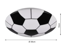 LED Deckenleuchte KLOPPI Schwarz/Weiß Fussball Design, Ø 36cm