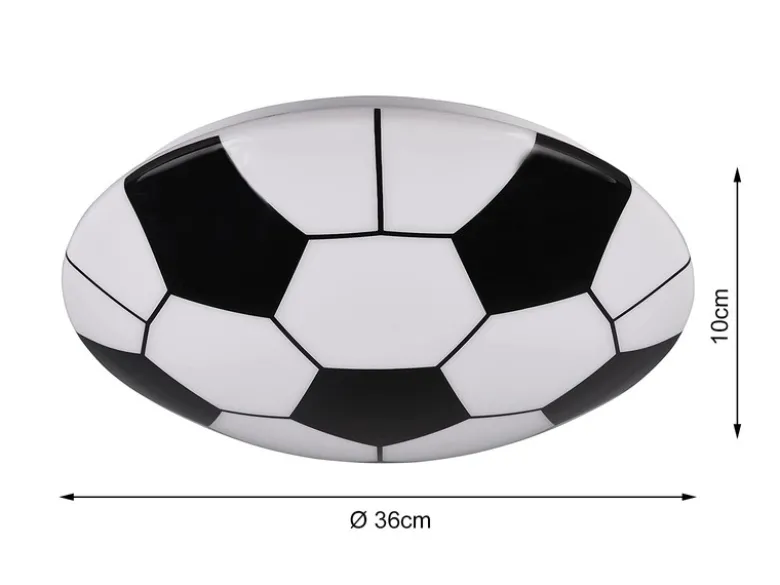 LED Deckenleuchte KLOPPI Schwarz/Weiß Fussball Design, Ø 36cm