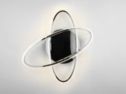 LED Deckenleuchte LANE dimmbar, Kristall Ringe oval schwenkbar Chrom, Ø 58cm
