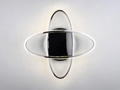 LED Deckenleuchte LANE dimmbar, Kristall Ringe oval schwenkbar Chrom, Ø 58cm