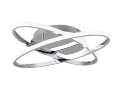 LED Deckenleuchte LANE dimmbar, Kristall Ringe oval schwenkbar Chrom, Ø 58cm