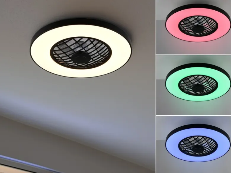 LED Deckenleuchte LINKÖPING Ø 59cm mit Ventilator, Bluetooth & RGB Farbwechsel