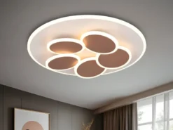 LED Deckenleuchte MANDALA Grau Braun mit Fernbedienung dimmbar, Tageslicht Ø49cm