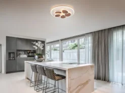 LED Deckenleuchte MANDALA Grau Braun mit Fernbedienung dimmbar, Tageslicht Ø49cm