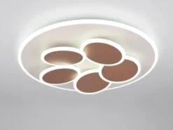 LED Deckenleuchte MANDALA Grau Braun mit Fernbedienung dimmbar, Tageslicht Ø49cm