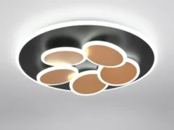 LED Deckenleuchte MANDALA Schwarz Gold mit Fernbedienung & Tageslicht Ø 49cm