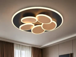 LED Deckenleuchte MANDALA Schwarz Gold mit Fernbedienung & Tageslicht Ø 49cm
