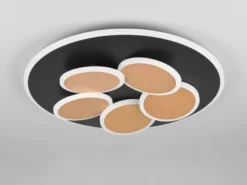 LED Deckenleuchte MANDALA Schwarz Gold mit Fernbedienung & Tageslicht Ø 49cm
