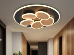 LED Deckenleuchte MANDALA Schwarz Gold mit Fernbedienung & Tageslicht Ø 49cm