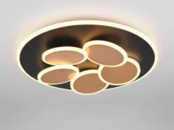 LED Deckenleuchte MANDALA Schwarz Gold mit Fernbedienung & Tageslicht Ø 49cm