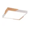 LED Deckenleuchte META eckig Weiß mit Holz, 3 Stufen Dimmer, Quadrat 31cm