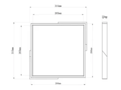 LED Deckenleuchte META eckig Weiß mit Holz, 3 Stufen Dimmer, Quadrat 31cm