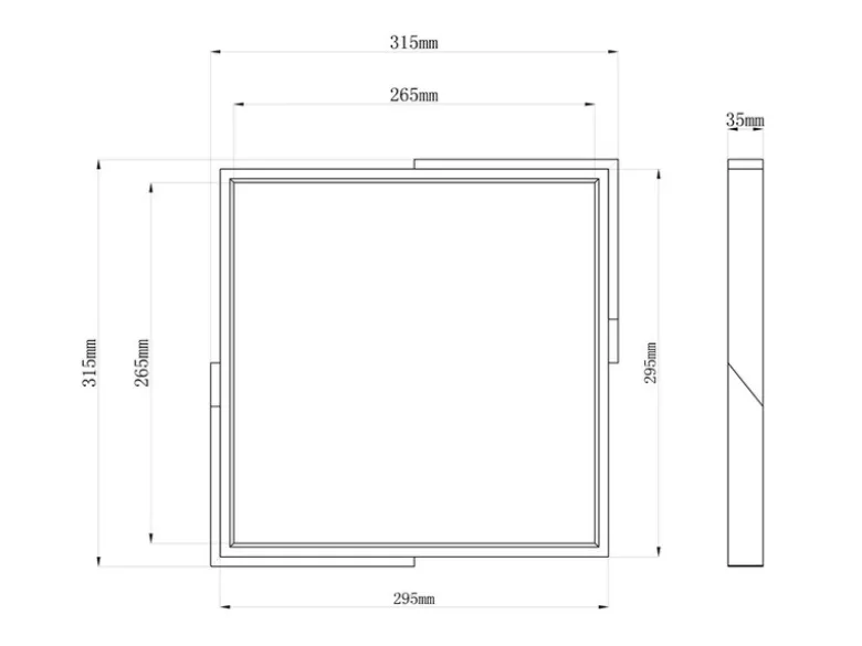 LED Deckenleuchte META eckig Schwarz mit Holz, 3 Stufen Dimmer, Quadrat 31cm