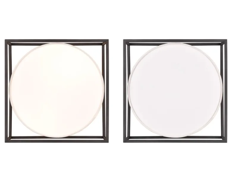 LED Deckenleuchte Metall mit Stoffschirm, Quadratisch 30x30cm