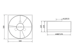 LED Deckenleuchte Metall mit Stoffschirm, Quadratisch 50x50cm