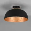 LED Deckenleuchte Metall Schwarz Gold mit Drahtgeflecht, Ø 35cm