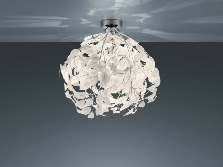 LED Deckenleuchte mit Blätter Lampenschirm in Weiß Ø 38cm