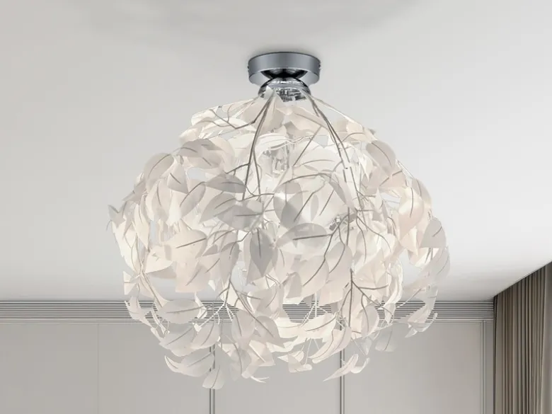 LED Deckenleuchte mit Blätter Lampenschirm in Weiß Ø 38cm