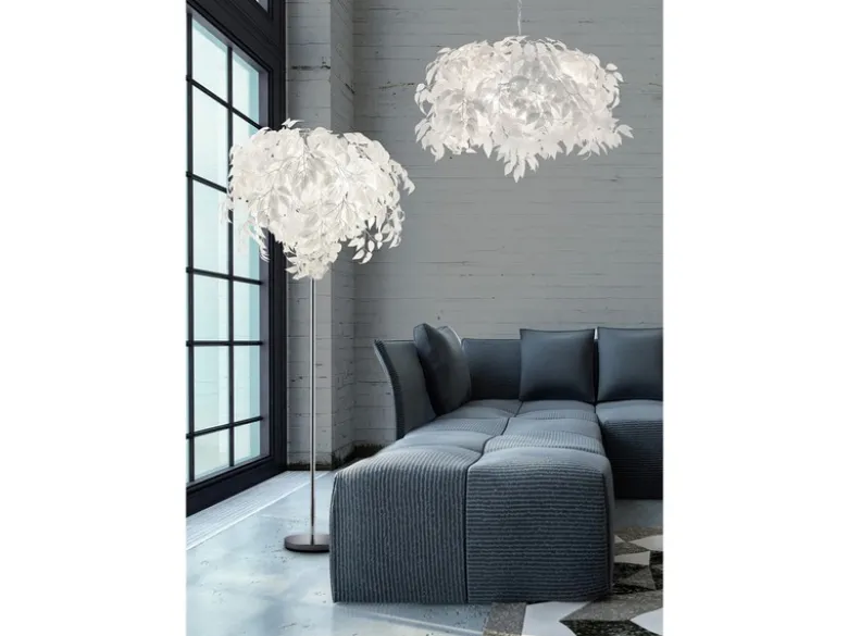 LED Deckenleuchte mit Blätter Lampenschirm in Weiß Ø 38cm