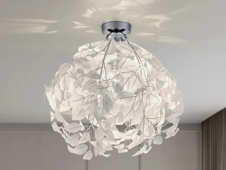 LED Deckenleuchte mit Blätter Lampenschirm in Weiß Ø 38cm