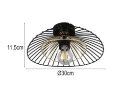 LED Deckenleuchte mit Gitter Lampenschirm Schwarz Gold, Ø 30cm