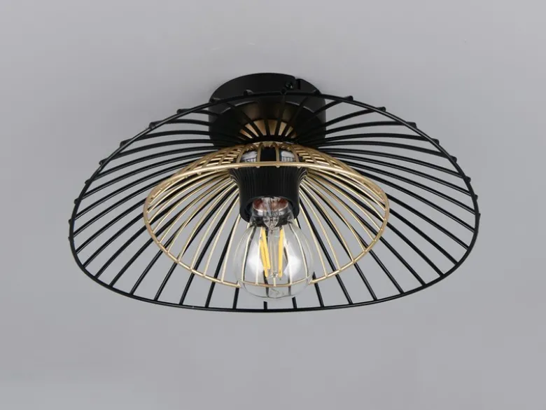 LED Deckenleuchte mit Gitter Lampenschirm Schwarz Gold, Ø 30cm