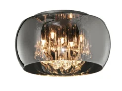 LED Deckenleuchte mit Glas Chrom in Rauchglas Optik & Kristallbehang Ø 40cm