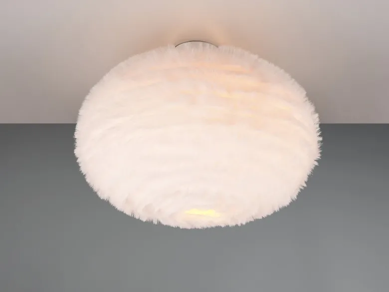LED Deckenleuchte mit Kugel Lampenschirm aus Plüsch, Ø 50cm