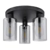 LED Deckenleuchte mit 3 Rauchglas Lampenschirmen Metall Schwarz, Ø 34cm