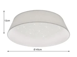 LED Deckenleuchte mit Sternenhimmel und Stofflampenschirm in Weiß, Ø 45cm