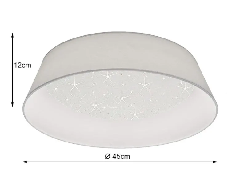 LED Deckenleuchte mit Sternenhimmel und Stofflampenschirm in Weiß, Ø 45cm