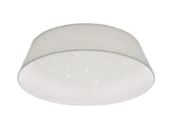 LED Deckenleuchte mit Sternenhimmel und Stofflampenschirm in Weiß, Ø 45cm