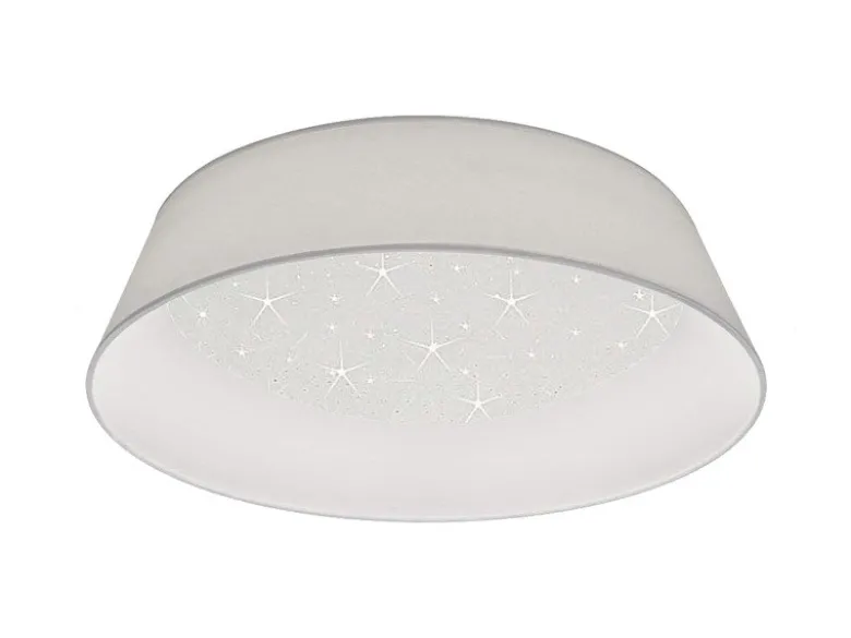 LED Deckenleuchte mit Sternenhimmel und Stofflampenschirm in Weiß, Ø 45cm