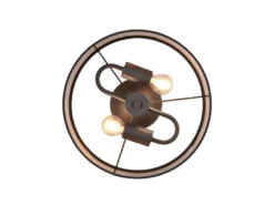 LED Deckenleuchte mit Stoffschirm in Taupe/Gold, Ø 30cm