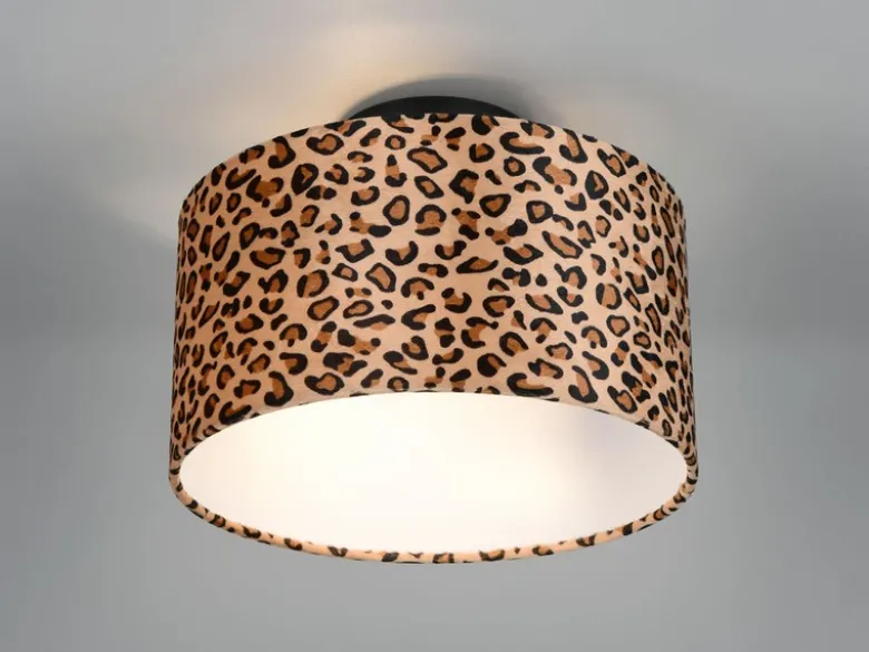 LED Deckenleuchte mit Stoffschirm Leopardenmuster, Ø 30cm