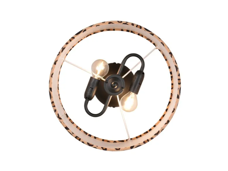 LED Deckenleuchte mit Stoffschirm Leopardenmuster, Ø 30cm