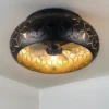 LED Deckenleuchte mit Ventilator & Fernbedienung in Schwarz/Gold, Ø 50cm