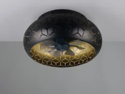 LED Deckenleuchte mit Ventilator & Fernbedienung in Schwarz/Gold, Ø 50cm