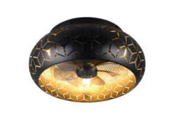 LED Deckenleuchte mit Ventilator & Fernbedienung in Schwarz/Gold, Ø 50cm