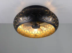 LED Deckenleuchte mit Ventilator & Fernbedienung in Schwarz/Gold, Ø 50cm