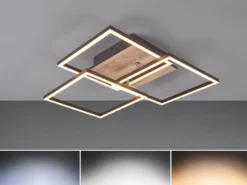 LED Deckenleuchte MOBILE Holzdekor dimmbar & Lichtfarbe einstellbar, Breite 42cm