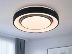 LED Deckenleuchte MONA Schwarz/Weiß dimmbar smarte Lichtsteuerung WIZ, Ø 38cm